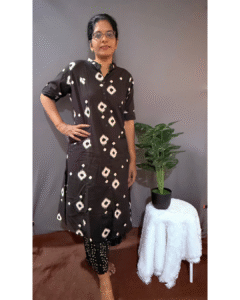 Black Ikat Cotton Kurta Set