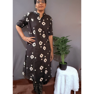 Black Ikat Cotton Kurta Set